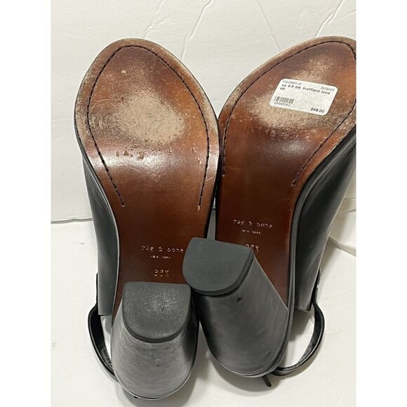 Rag & Bone Trafford Lace-Up Booties Black Leather size 6-1/2 Open Toe sling back - Picture 10 of 11